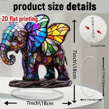 2D Bohemian Acrylic Colorful Elephant Standee Decor, No Electricity Needed, Suitable For Christmas, Valentine's Day, Father's Day, Graduation - Charming Gift For Her, Office And Home Decoration