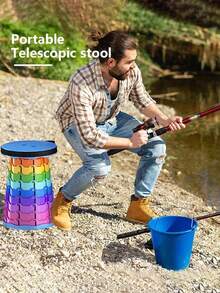 This Outdoor Camping Stool Is A Foldable And Telescopic Bench, Also A Portable Outdoor Stool, Travel Folding Stool, Fishing Stool, Folding Chair And Upgraded Folding Stool. It Is Lightweight And Durable, With A Maximum Weight Capacity Of 400 Lbs, Making It Very Suitable For Camping, Fishing, Hiking And Barbecuing. This Adult Outdoor Camping Stool Is Compact, Durable And Telescopic, Suitable For Adult Use. - Multicolor - View 4