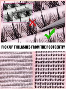 336pcs/Set False Eyelashes Kit, D-Curl, 8-16mm Mixed Length, DIY Fake Lashes Set, Natural & Realistic, Thick & Long-Lasting. Includes Glue, Sealer, And Tweezers, Suitable For Beginners To Use At Home Or Outdoor, Applicable For Daily Life, Parties, Music Festivals, Etc. Eyelash Set, False Eyelashes. - 黑色 - 查看 6