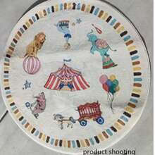 1pc Circus Animal Pattern Carpet, Suitable For Bedroom, Play Area Or Study Area - Colorful Striped Circus Tent With Carousel Design, For Decorative Rug, Bedroom Decor, Small Rug, Carpet, Home Decor, Living Room Rug, Bedroom Rug, Living Room Home Decor, Outdoor Rug, Washable Carpet