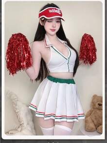 Lolita Lingerie, Cute Set, Erotic Lingerie, Pure Pajamas, Sexy Uniform Lingerie, Flirty Lingerie, JK Girl, Erotic Cosplay, Sexy Erotic Lingerie Set - White (top + Skirt + T-shirt) - View 3