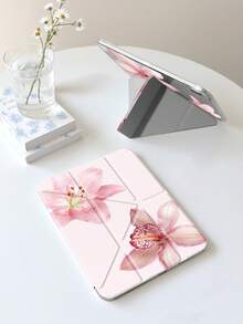 Pink Hibiscus Protective Case, Compatible With IPad Air 4/5 10.9", Compatible With IPad 7/8/9 10.2", Compatible With IPad (A16) 11" (11th Gen, 2025 Model), Built-In Apple Pencil Slot, Also Fits Galaxy Tab A9 11", Tab A9 8.7", Cute Style, Suitable For Back To School, Valentine's Day, New Year And Other Occasions - Multicolor - View 4