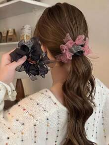 1pc Women's Scrunchie, New Satin Hair Tie For High-End Bun & Ponytail Hairstyles, Hair Accessory Valentine's Day Valentines Ponytail Holders Hair Elastics Hair Rubber Bands Scrunchies Hair Rope Elastic Hair Tie, Hair Bobbles Head Accessories