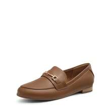 Women Loafers Flats Non-Slip Penny Loafers With Metal Detail Classic Vintage Commute Ladies Dress Shoes - 棕色 - 查看 7