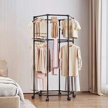 Coat Racks,Clothes Drying Rack With Wheels, Space-Saving Clothesline Home,Sturdy Metal Construction,Balcony, Living Room - màu đen - Xem 3