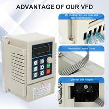 Regulador de velocidad con inversor, entrada monofásica, frecuencia variable, variador de frecuencia, convertidor inversor VFD de 220 V y 0,75 kW, convertidor de frecuencia con inversor VFD para control de velocidad del motor, entrada monofásica, salida trifásica: presenta características de alta torsión y amplia regulación de velocidad. - Multicolor - Ver 2