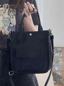 Fashionable And Lightweight Multi Pocket Design Tote Bag, Multifunctional Crossbody Bag And Lunch Bag, Outdoor Portable Large Capacity Handbag, Daily Versatile Solid Color Shoulder Bag, Suitable For Work, Commuting, Shopping, Camping, Etc - màu đen - Xem 4