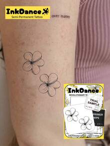1 Kit "Detailed Hibiscus" Revolutionary Technology Tattoos, Semi-Permanent Tattoos, Flower, Temporary Tattoos, Long Lasting, Women Fake Tattoos, Water-Resistant, Authentic Tattoo Look, Plant-Based, Present S001 - Black - View 6