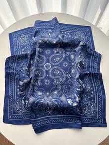 1 pièce Nouveau foulard en style coréen bohème pour femmes, imprimé de fleurs de cajou 65*65 en faux soie. Châle léger unisexe pour le printemps/automne, idéal pour la randonnée, les courses, les sorties et les fêtes