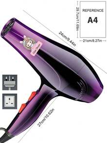 1 pieza Secador de pelo degradado púrpura con concentrador, difusor y múltiples accesorios, múltiples combinaciones disponibles, interruptor dual aire frío/caliente con múltiples ajustes de velocidad, interruptor rojo oscuro, basado en la última foto real, secador de pelo para el hogar con salida de aire grande de 1050W, enchufe BS1363 con fusible de incorporado, certificado CE LVD & EMC - Ver 5