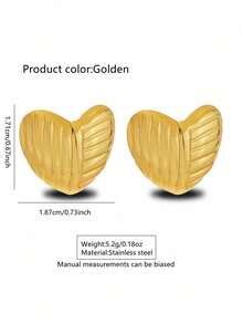 VceTd 1 Pair Cute & Fresh Asymmetrical Heart Shaped Stainless Steel Earrings, Suitable For Women To Wear On Vacation, Travel, Dates Or As Valentine's Day Gift