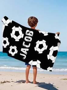 Personalized Kids Beach Towel, Summer Birthday Gift, Summer Vibe, Customized Beach Towel, Swimming Pool, Beach Decor, Soccer Lover, For Boys - Multicolor - View 8