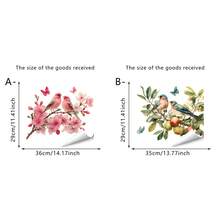 1/2 piezas Pegatinas de ventana con diseño de pájaro rojo y floral colorido, con diseño de mariposa, decoración estática del hogar, fácil de aplicar y retirar, decoración de primavera, pegatinas artísticas de cling estático, decoración de vidrio - Multicolor - Ver 13
