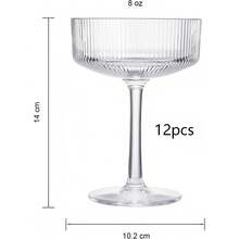 24/12/6/3/1 Pc Acrylic Martini Glasses, 10 Oz Unbreakable Plastic Champagne Flutes, Durable Ribbed Stemless Wine Glasses, Cocktail Glasses Set, Manhattan Coupe Glasses, Suitable For Weddings, Birthdays, Bars