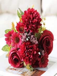 1 Bouquet Of 7 Artificial Roses, Ultra-RealisticIdeal Gift For Mom & All Women Suitable For Scenarios Like Weddings, Home Decoration, Restaurant & Bedroom Adornment, Vase Arrangement, Festival Celebrations, Birthday Parties, Valentine's Day & New Year Gifts, As Well As Autumn Garden & Desk Decoration - Multicolor - View 5