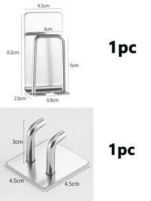 2pcs Toothbrush & Cup Holder - Can Hold Toothbrush & Cup Simultaneously, Bathroom Hook - For Razor, Bath Sponge, Brush, Toothbrush Holder, Rinse Cup Holder, Bathroom Simple Stainless Steel No Drilling Toothbrush Stand, Toothbrush Hook, Toothbrush Rack, Wall Mounted Rinse Cup & Toothbrush Holder - Multicolor - View 9