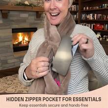 Faux Fur Scarf with Hidden Zipper Pocket for Women,Soft Cozy Winter Neck Warmer Collar,Concealed Storage Pocket - 2 piezas-G - Ver 5