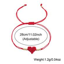 1pc Bohemian Valentine's Day Fashion Bracelet, Handmade Adjustable Beaded Jewelry Cord, Suitable For Daily Wear, Festivals, New Year Gift - Red - View 7