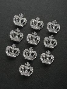 8pcs Elegant Crown Shaped Rhinestone Gold Buttons, Suitable For Wedding Gowns, Evening Dresses, Coats, Sweaters, Suits, Uniforms, Decorative Buttons, DIY Bags, Gifts, Gift Boxes, Dolls, Sewing Accessories - Multicolor - View 4