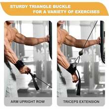 J Bryant Fitness - Correas de muñeca para levantamiento de pesas y máquinas de cables, puños acolchados de primera calidad con hebilla triangular resistente, ideal para entrenamiento de brazos - Negro - - Ver 5