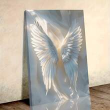 1Pc 2D/Flat -12x18in(30x45cm) Four Sizes AvailableElegant Angel Wings Canvas Wall Art Posters White Solemnity- Classic Style,Solid Wood Framed, New Year's Eve/New Year Celebrations Christian Gifts Valentine's Day Gifts Christmas Gifts Wall-Mounted Decorative Painting For Living Room, Bedroom, Office, Kitchen, Perfect Gift Idea Home Decor Interior Design Christmas Decrotions - 白色 - 查看 4