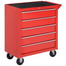 Workshop Trolley With Wheels, Tool Trolley With 5 Drawers, Lockable Rolling Trolley With EVA Mat, Mobile Assembly Trolley, Max. Load 150 Kg, Steel, Red, On-Site - 紅色 - 查看 9