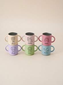 1pc Personalized Customization Name And Pattern Silicone Cup With Detachable Stainless Steel Inner Cup Two-In-One Kids Drinking Cup Children Tableware - Multicolor - View 5