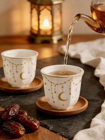 1 st. keramisk kaffemugg med stjärna och måne, vintage europeisk keramikkopp, handgreppsmugg, keramisk tekopp, vattenkopp, tekopp för hushållsgäster, svart tekopp, espressokopp, eftermiddagstekopp, högkvalitativ kontorsvattenkopp, kaffemugg, saudisk kaffekopp, presentmugg