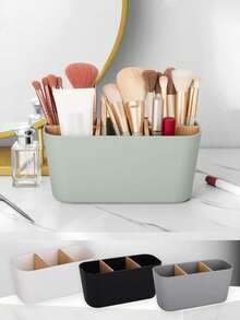 1 pieza Soporte de bambú para 5 cepillos de dientes, organizador de tocador de baño para cepillo de dientes eléctrico, pasta de dientes, maquinilla de afeitar y talla grande, decoración de baño del hogar, decoración de vuelta al colegio - Multicolor - Ver 4