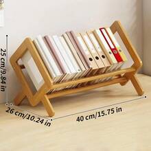 Desktop BookshelfDesktop Bookshelf - Wooden Tabletop Storage Organizer for CDs Journals Documents and Books Perfect for Bedroom Office Living Room Classroom Library or School Compact and Stylish Household - Color madera - Ver 2