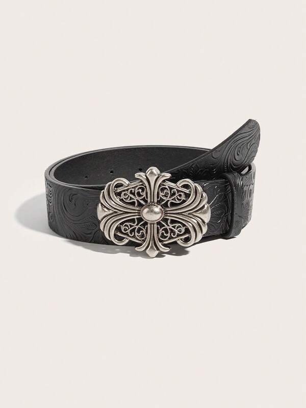 حزام كاجوال عصري متعدد الاستخدامات بطبعة زهرية مبارزة، طراز غربي كلاسيكي قديم