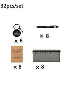 1/4/12/20件/套,团队礼品,员工感谢礼品,竹笔和口袋励志笔记本套装,含励志钥匙扣和手提袋,办公礼品,适合员工、志愿者、护士、教师、同事,团队建设,退休礼品(4件/套 = 1支竹笔 + 1本口袋励志笔记本 + 1个励志钥匙扣 + 1个手提袋) - 彩色 - 查看 15