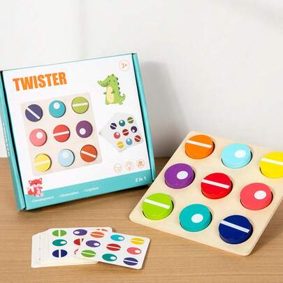 1Set Montessori Early Education Children's Egg Twisting Machine Color Matching Wooden Toys Double-Sided Question Cards Exercise Children's Observation Ability, Color Cognition Improves Game Fun, Egg Twisting Machine Matching Game Shape Matching Puzzle Color Cards Children's Puzzle Toys Cultivate Children's Color Perception, Parent-Child Interaction Desktop Puzzle Toys Allow Children To Grow While Playing Gifts