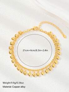 1pc 18K Gold Plated Minimalist Tassel Or Bell Pendant Anklet, Suitable For Women And Girls Everyday Wear - Love - View 6