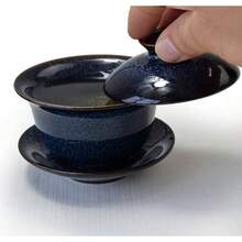 - Juego de platillo de porcelana para t, color esmaltado, de 6 onzas - Azul - Ver 4