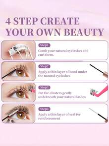 1624pcs,320pcs, 224pcs, 200pcs, 160pcs, D Curl, 30D 60D 80D 100D Eyelash Extension Kit, DlY Eyelash Extension Kit, Individual Lashes Cluster, Lash Clusters With Lash Bond, Lash Remove And Seal And Tweezers Tools, Suitable For Daily Commuting Or Holiday Celebration And Convenient For DIY Eyelash Makeup Design At Home - 黑色 - 查看 8