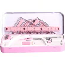 8pcs/set Protractor y compass, kit de redaccin prctica con protactor, gobernantes, brjulas y ms, herramienta de geometra de brjulas con caja de metal para herramientas de matemticas en el - 8 piezas/juego - Ver 5