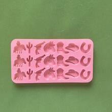 1pc 21-Cavity Western Themed Silicone Mold, DIY Cowboy Boots, Hats, Chocolate, Candy, Cake Decorating Baking Mold - Multicolor - View 9