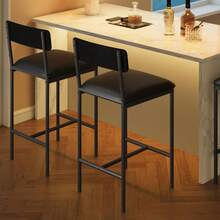 Techigher Dining Table Set For 2, Kitchen Table And Chairs, 3 Piece Counter Height Bar Kitchen Table Set With 2 Upholstered Chairs & 3 Storage Shelves For Small Space, Apartment - 2pcs bar stool, black - 查看 8