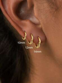 一对简约圈形耳环，925纯银材质，极简休闲女士耳环，高品质珠宝，节日及生日礼物，适合日常佩戴 - 車花切面菱形耳環 - 查看 3