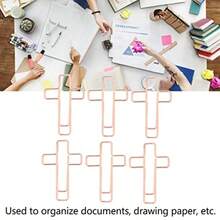 XISH 100 Clips de Papel Cruzados Abrazaderas de Papel de Metal Dorado Rosa para Clasificación de Notas de Documentos Organización de Papeleo Oficina Escuela y Uso personal. - Ororosa - Ver 2