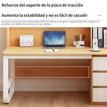 Escritorio Moderno Para Computadora con 3 Cajones - Adecuado para oficina en casa - Marrón - Ver 4