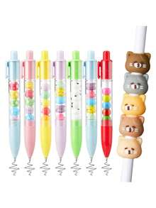 可爱卡通创意中性笔，少女学生考试用0.5mm蓝色珠子按压式笔，多功能笔，创意手工礼物，学生礼物，圣诞礼物