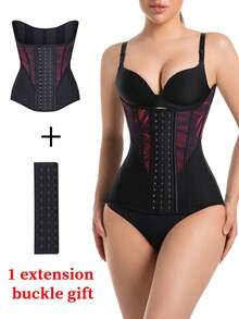 1件装女士健身塑身腰带（赠送1个延长扣），腰臀塑形压缩带，产后瘦身束腰带，简约设计，透气网眼面料