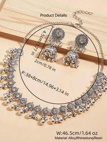 3pcs/Set Elegant Earrings, Bohemian Style Alloy Rhinestone Jewelry Set, Suitable For Women's Daily And Holiday Wear