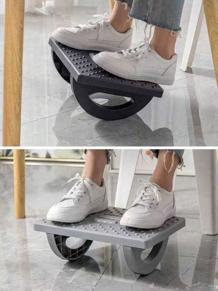 1pc Adjustable Plastic Non-Slip Ergonomic Footrest With Wheels For Office/Home Use