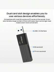 Lenovo D231 High-Speed USB 3.0 Card Reader, High-Capacity Card Reader, Dual Card Single Read, Widely Compatible, Stable Interface Transmission