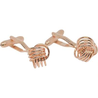 Elegantes Gemelos dorados con Diseño de Nudo Trenzado, Metal Brillante, Accesorios Formales para Camisa, con Caja de Regalo Porte y Elegancia