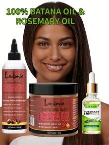 120g Batana Hair Oil + 120ml Batana Essential Oil + 30ml Rosemary Oil Set, Cold-Pressed, Enriched With Biotin, Castor Oil, Rosemary And Peppermint, Nourishes Scalp And Hair, Strengthens Strands, Prevents Breakage And Split Ends, Repairs Dry Damaged Hair, Leaves Hair Glossy And Healthy, Deeply Nourishing, Suitable For All Hair Types - Green - View 1