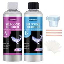 8.8oz Part A + 8.8oz Part B Silicone Mold Making Kit - Semi-Transparent Silicone Rubber Liquid Mold Making Silicone - 1:1 Mixing Ratio - Suitable For Resin Molds, Silicone Molds